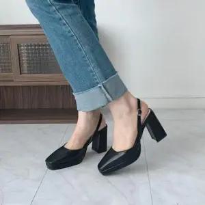 여성하이힐 스퀘어토 가보시 통굽 스트랩 여성 슬링백 청키힐 4fY