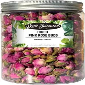 식용 말린 핑크 장미 꽃봉오리 100 천연 300개 이상의 비누 만들기 차 칵테일 꽃 장식 웨딩 색종이 재활용