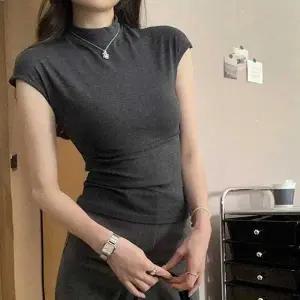 여성 데일리 하프넥 슬림핏 반팔 티셔츠 TDR-0095