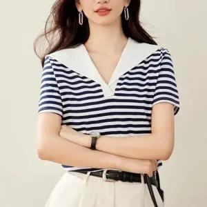 로맨틱 세일러 카라 스트라이프 반팔 TDN-0133