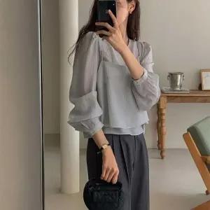 여성 뷔스티에 시스루 긴팔 탑 투피스 세트 TDN-0276