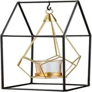 웨딩 다이닝 파티용 장식용 양초 홀더 대형 금속 기하학적 와이어 모던 중앙 사이즈 B