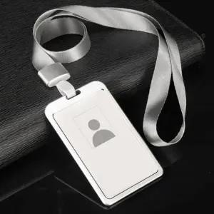 케이스 명찰케이스 사원증 메탈 목걸이줄 세로형 실버