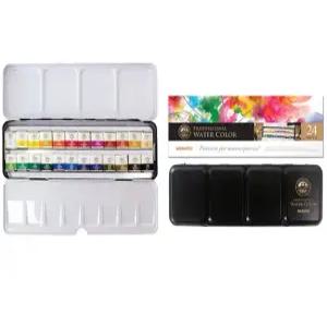 문교 고체 물감(12색) 수채화 미술 파레트 그림 용품