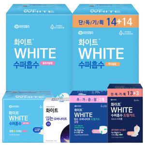 화이트 생리대 30+6매/시크릿홀/울트라/슬림/오버/소형/중형/대형/수퍼롱/팬티라이너