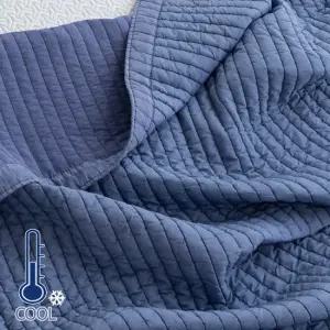 에스데코 냉감이불 워싱 아사면 줄누빔 이불겸스프레드Q 블루