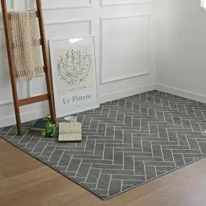 아트박스 더프리그 먼지없는 사계절 헤링본 극세사 단모 거실 러그150x200