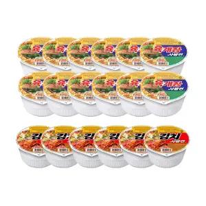 농심 육개장사발면, 86g, 12개 + 김치사발면, 86g, 6개