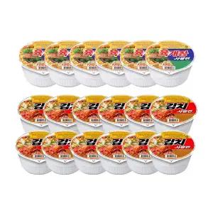 농심 김치사발면, 86g, 12개 + 육개장사발면, 86g, 6개