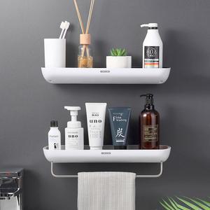 주앤지 접착식 욕실 다용도 걸이 선반 심플 무타공 화장실 용품 수건걸이 정리대 일자선반