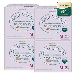[깨끗한나라]디어스킨 리얼모달 입는 오버나이트 중형 8p x 4팩