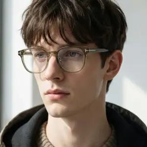 블루라이트차단 안경테 TF5997KB 045 투명 브라운 명품 아시안핏 사각 뿔테