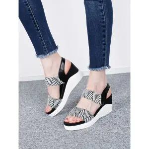 [하프클럽/]국내지작 짜임 웨지샌들 7cm