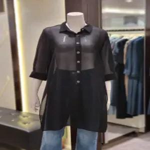 [트리아나] 소고 카라넥 시스루 셔츠형 롱자켓AJ2GA15