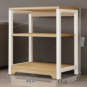 3단 선반 화이트 블랙 철제 프레임 정리 다용도 수납 우드