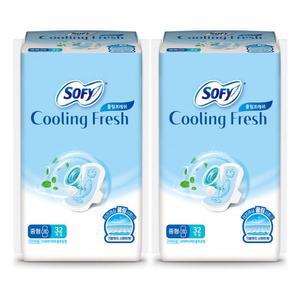 쏘피 쿨링프레쉬 날개형 생리대 중형 32팩 x2개