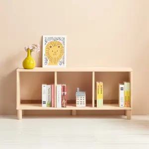 [우아미가구]오빈 고무나무 원목 수납책장 1단3칸