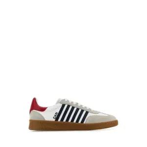 디스퀘어드 남성 화이트 가죽 로우탑 스니커즈 SNM036401504118 M1424