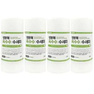친환경 옥수수 수세미 생분해 뜯어쓰는 일회용 50매 4개