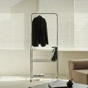 동서가구 글림 미드센츄리 바구니형 수납 철제 이동식 옷걸이 행거 DF927255