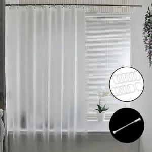 무타공 샤워커튼 욕실 방수 화장실 PEVA 고급 호텔식 디자인 커튼 커튼봉 세트 불투명 욕실인테리어 화장실
