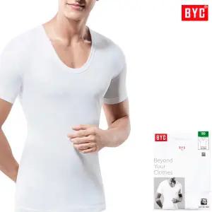 BYC40수순면U넥라운드반팔런닝1매 BYC1903