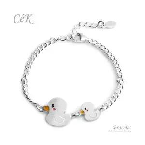클루아조네코리아 키즈 은팔찌 스터링실버 오리 가족 Duck Family 각인가능 CeK Kids 8168KB