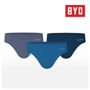 BYC 남성 3매입 순면 미디 단색 삼각팬티 브리프 MCF2290