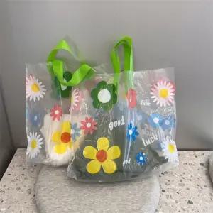 예쁜 꽃봉투 투명/비닐백/끈쇼핑백/손잡이/가방/업소/답례품/포장지/비닐/손잡이형/옷가게/봉투