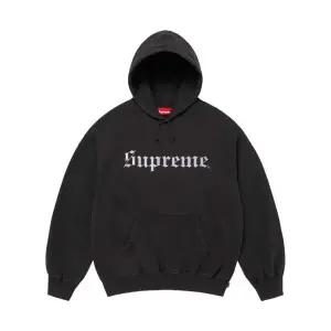 [정품] 슈프림 Supreme Washed Old English Hooded Sweatshirt 블랙 - 25FW 워시드 올드 잉글리쉬 후드 스