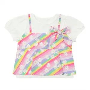 [프랜치캣](의정부점)Q32DCT100 U O/WH 무지개 뷔스띠에 티셔츠