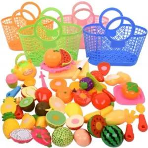 오즈 과일썰기 주방놀이 세트+시장바구니 음식 야채 채소 모형 소꿉 싹뚝 자르기 썰기/역활놀이/유치원