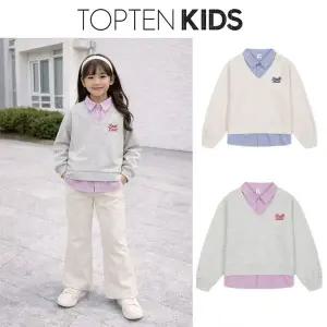 [탑텐키즈](타임스퀘어점패션관)(여아) 스쿠바 셔츠 레이어드스웨트셔츠 MKG2TR2202