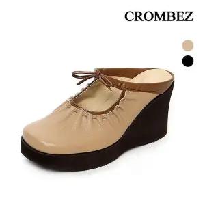 크롬베즈 리본장식 주름 통굽슬리퍼 KO58409KA (28531931)