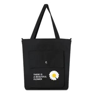 심플모던 꽃 패치 레터링 숄더백 지퍼 에코백 유행가방