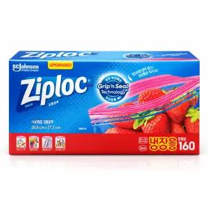 지퍼락 이지오픈탭 냉장용 대형백 160매 26.8x27.3cm 더블지퍼 밀봉팩 냉장보관용 대용량 가정용