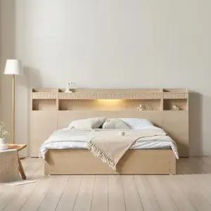 상일리베가구 호텔 플로럴 LED 수납 침대+독립70T 유로탑 매트리스 세트 Q