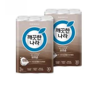 깨끗한나라 순수시그니처 화장지 브라운 30m 30롤 2팩