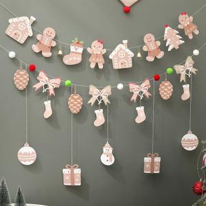 크리스마스 커피 배너 트리 산타 눈사람 진저브레드맨 순록 파티 장식용