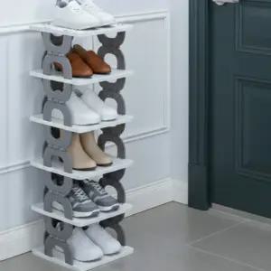 좁은 현관 틈새 신발장 접이식 신발정리대 모듈형 선반 4단 6단