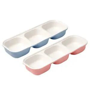 에디슨 도자기 3구 플레이트 이유식 식기 접시 (흡착식판별매) 색상 택1 어린이집 유치원 밥그릇볼