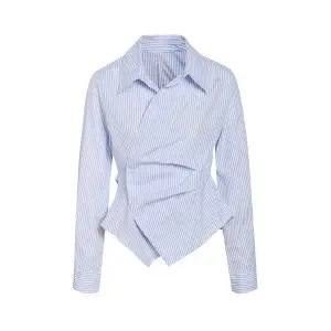 [JJ지고트](대구신세계)스트라이프 셔링 랩 블라우스 GS4N0BL501