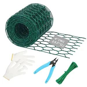 공예용 꽃 치킨 와이어 - 정원용 고강도 아연 도금 육각형 네팅 꽃꽂이 공예품 4인치 H x 158피트 L 장갑