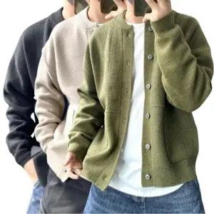 [아이에스이랩]라운드 긴팔 단추 니트 가디건 봄 가을 겨울 I4NT017