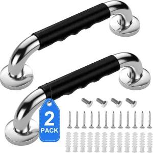 욕조 및 샤워용 12인치 그립 바 2팩 미끄럼 방지 핸디캡 노인용 안전 화장실 레일 핸들 장애 보조 욕실