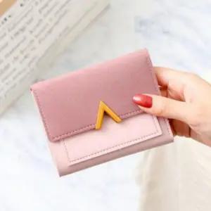 반지갑 여성 학생 수납 선물 심플 고급 투톤
