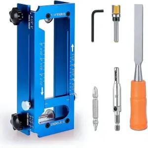 알루미늄 합금 도어 힌지 지그 파일이 있는 조절 가능한 라우터 템플릿 키트 2.55인치 크기 반경/사각