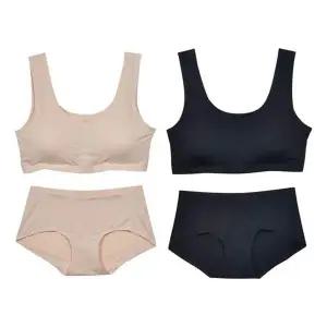 노와이어 캡내장 심리스 스포츠브라 햄팬티 세트 여성