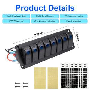 자동차 마린 보트 RV용 로커 스위치 패널 방수 8 갱 알루미늄 토글 12 V 24V