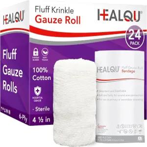 힐큐 켈릭스 타입 거즈 붕대 롤 - 4.1 Yds x 1？2 6겹 24개의 단일 멸균 파우치 추가 흡수력 라텍스 프리